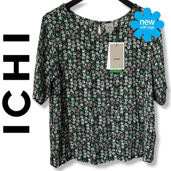 NWT 🦋 ICHI MARRAKECH Green floral Blouse | Small - Picture 1 of 14
